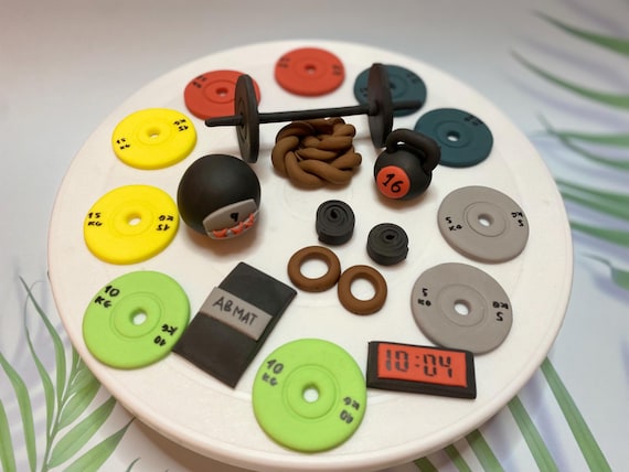 24PCS Gym Theme Cupcake Toppers - Weight Lifting & Fitness Birthday Party Decorations