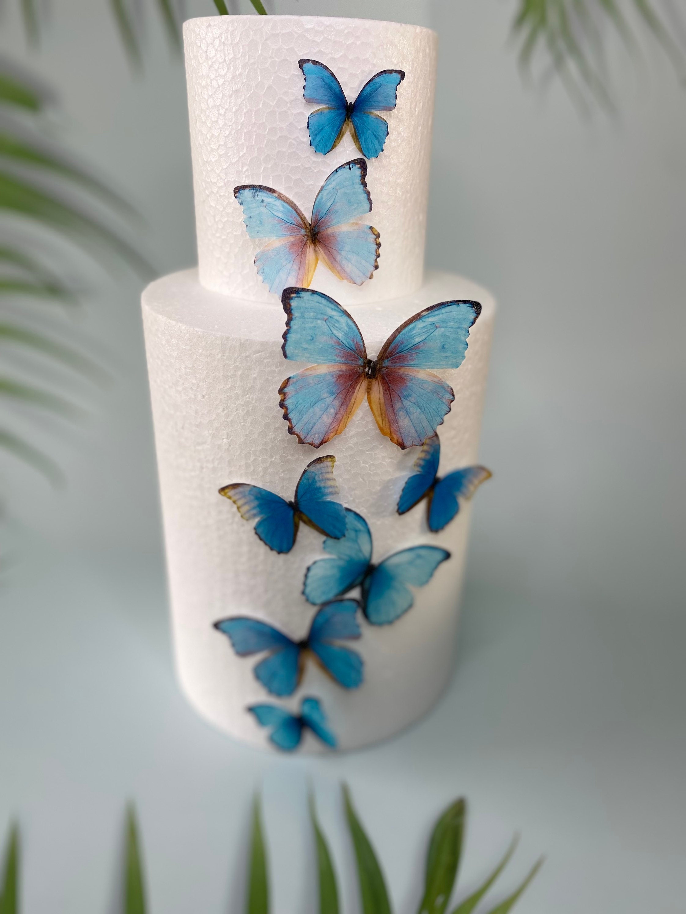 thumbnail image 2 of Edible Wafer Butterflies – Blue & Purple Watercolor Design For Cakes & Cupcakes 2 of 3