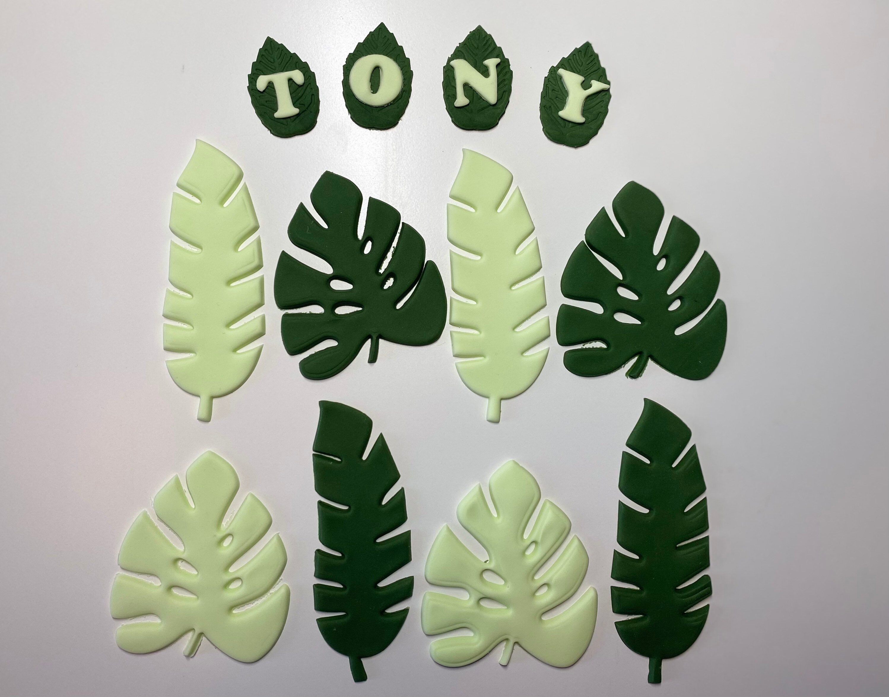 48 Stück Essbare Palmblatt-Cupcake-Topper – Grün, Tropisches Dschungel-Motiv, Für Torten & Desserts