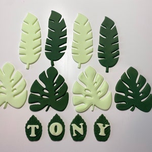 Fondant tropischen Blätter. Essbare Cake Topper. Safari Thema Geburtstag Kuchen Dekoration