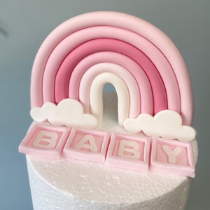 Rosa Regenbogen Tortenstecker essbarer Fondant Regenbogen - Pastellfarben - Rosa Regenbogen - Geburtstag Cake Topper - Geburtstag Mädchen Kuchendekoration