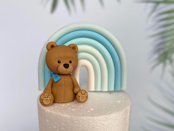 Figura Comestible De Oso De Peluche Fondant – Decoración Personalizada Pastel Bautizo, Cumpleaños O Baby Shower