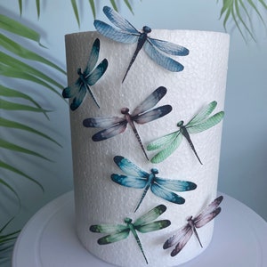 12 Pre-cut wafer dragonflies - Edible cake / cupcake decorations - Edible paper decorations- birthdays cake toppers