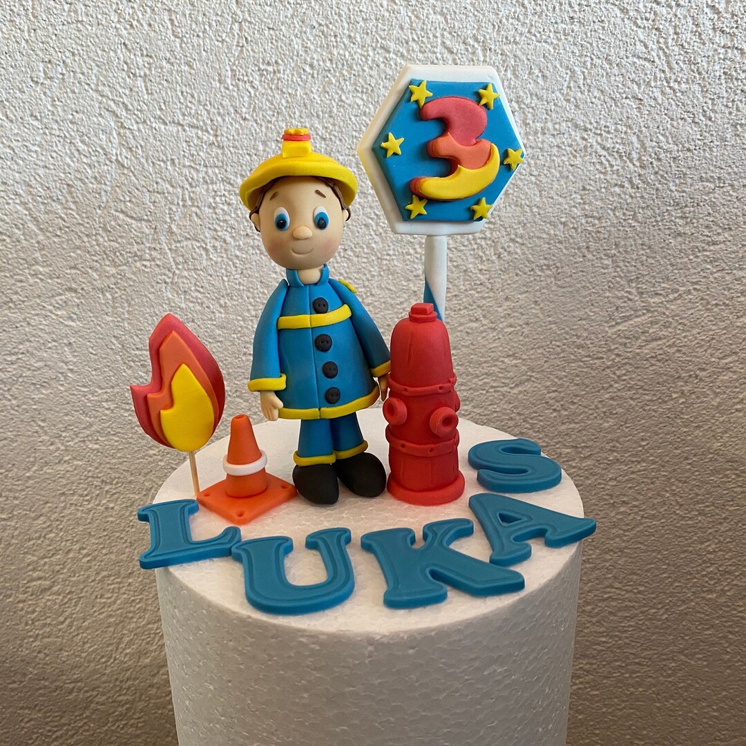 Fire Fighter Topper Fireman Cake Toppers Set Fondant Firefighter Equipment - Etsy