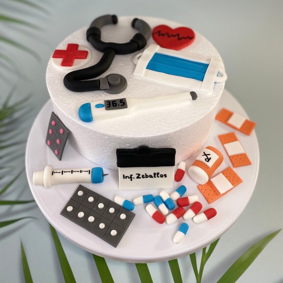 Krankenschwester Kuchendekoration Set – Cupcake-Topper, Spritze, Stethoskop Für RN-Party