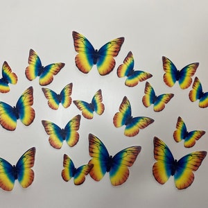 Eetbare voorgesneden wafelvlinder - regenboogkleuren vlinders - cake / cupcake - decoraties voor verjaardagstaarten