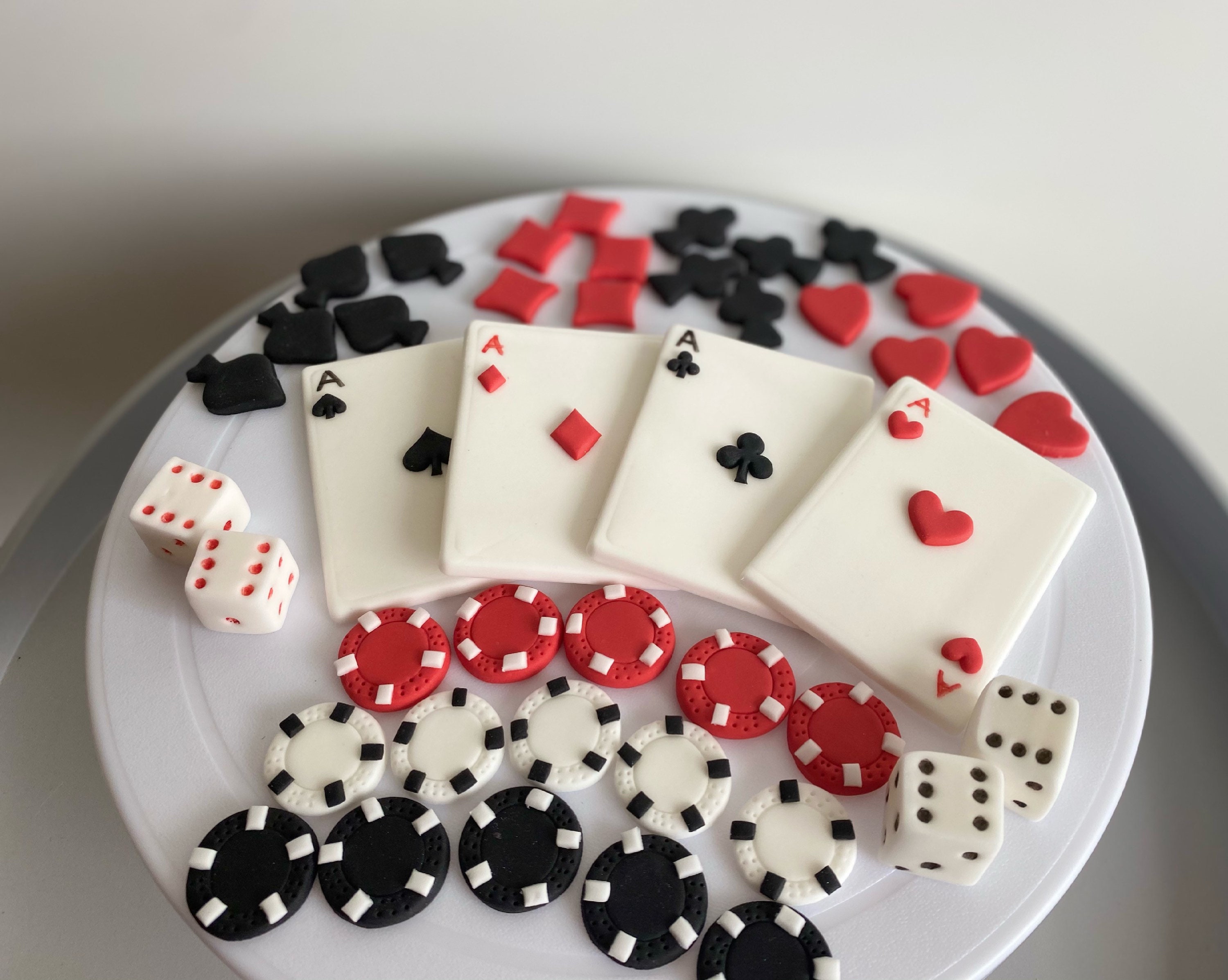 Las Vegas Casino Poker Birthday Edible 2D Fondant Cake
