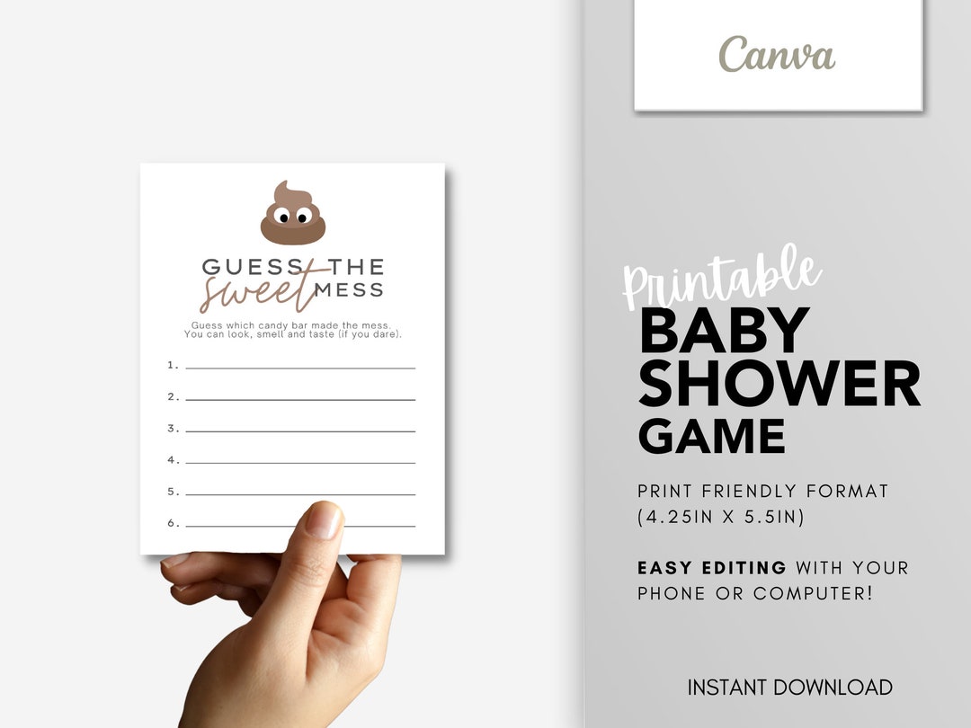 Baby Shower Game, Guess the Sweet Mess, Instant Download, Cute Poop ...