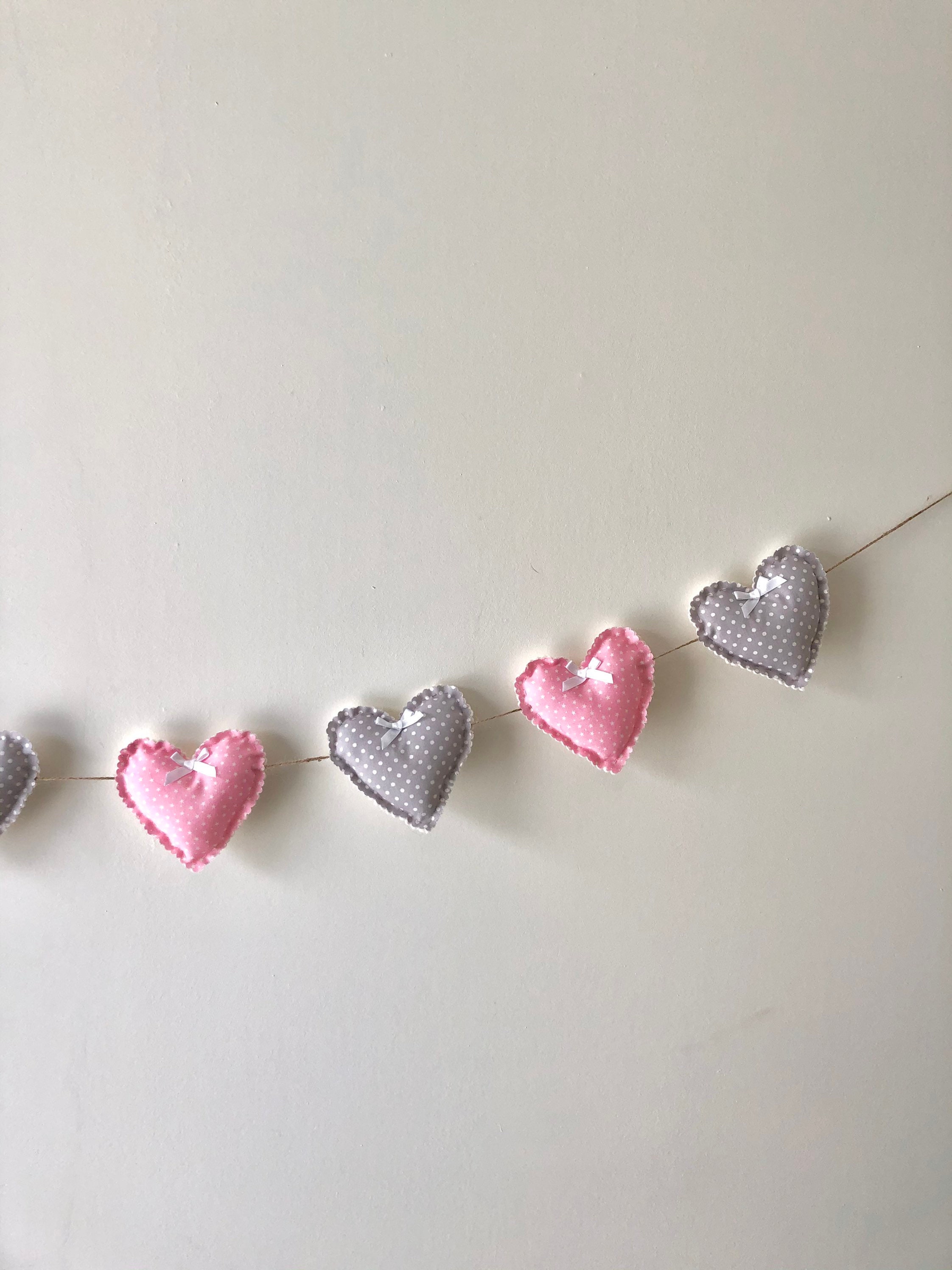 Fabric Heart garland Handmade Heart bunting Fabric Hearts Etsy