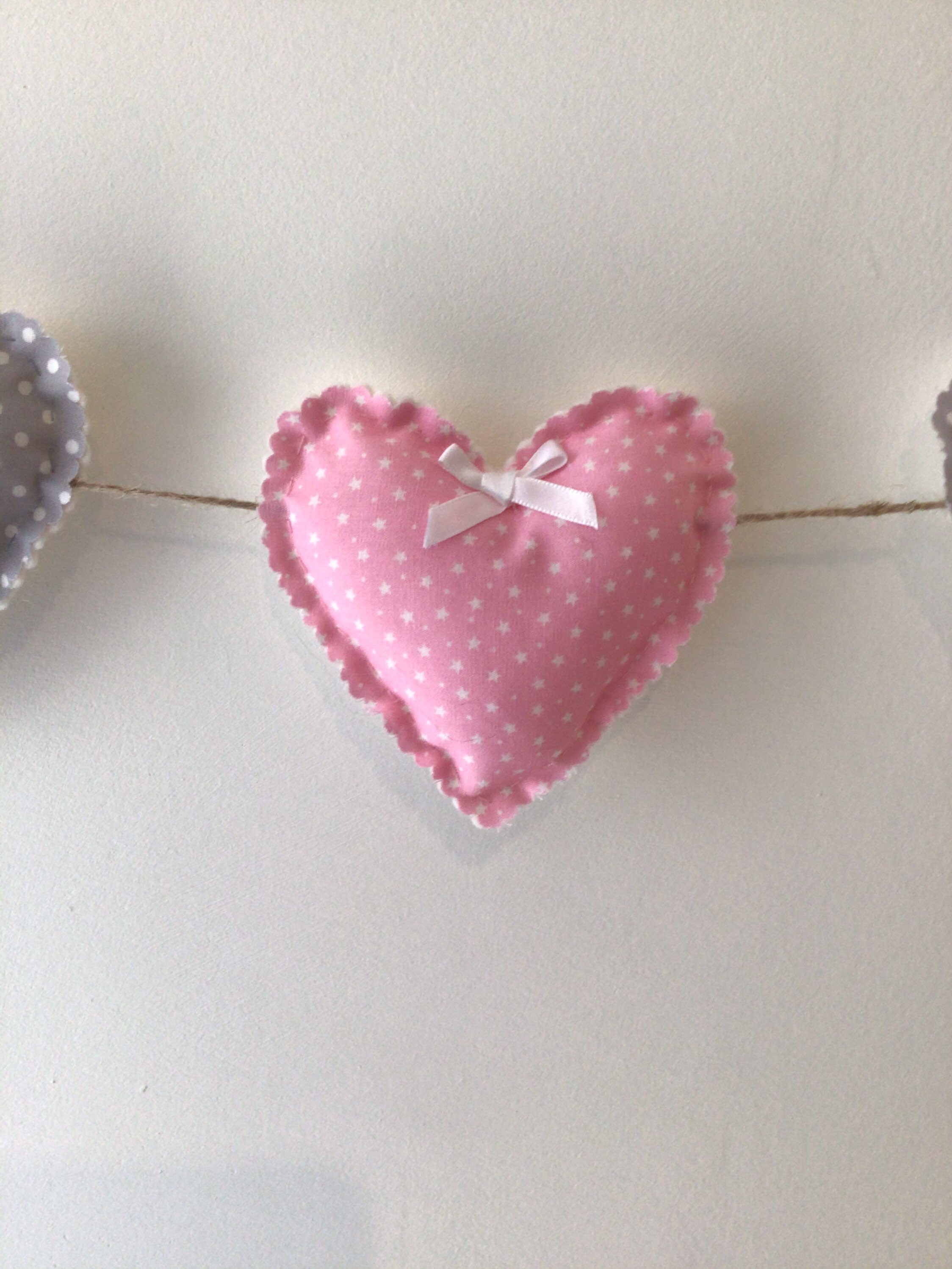 Fabric Heart garland Handmade Heart bunting Fabric Hearts Etsy