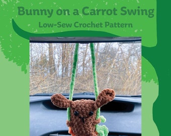 Low-Sew Bunny on a Carrot Swing Crochet PATTERN (Digital PDF)