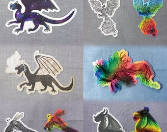 Hand-Drawn Dragon Vinyl Stickers: Laptop, Water Bottle Decals