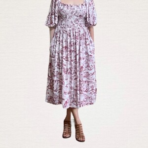 Toile Dress or Leather Bags Red Toile Dress