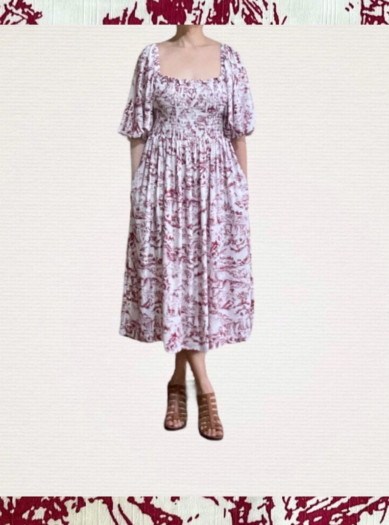 Toile Dress or Leather Bags Red Toile Dress