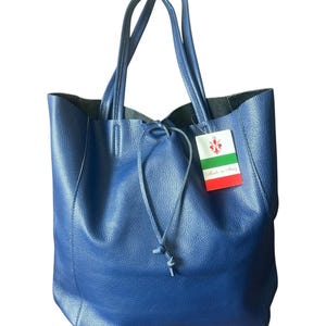 Toile Dress or Leather Bags blue tote