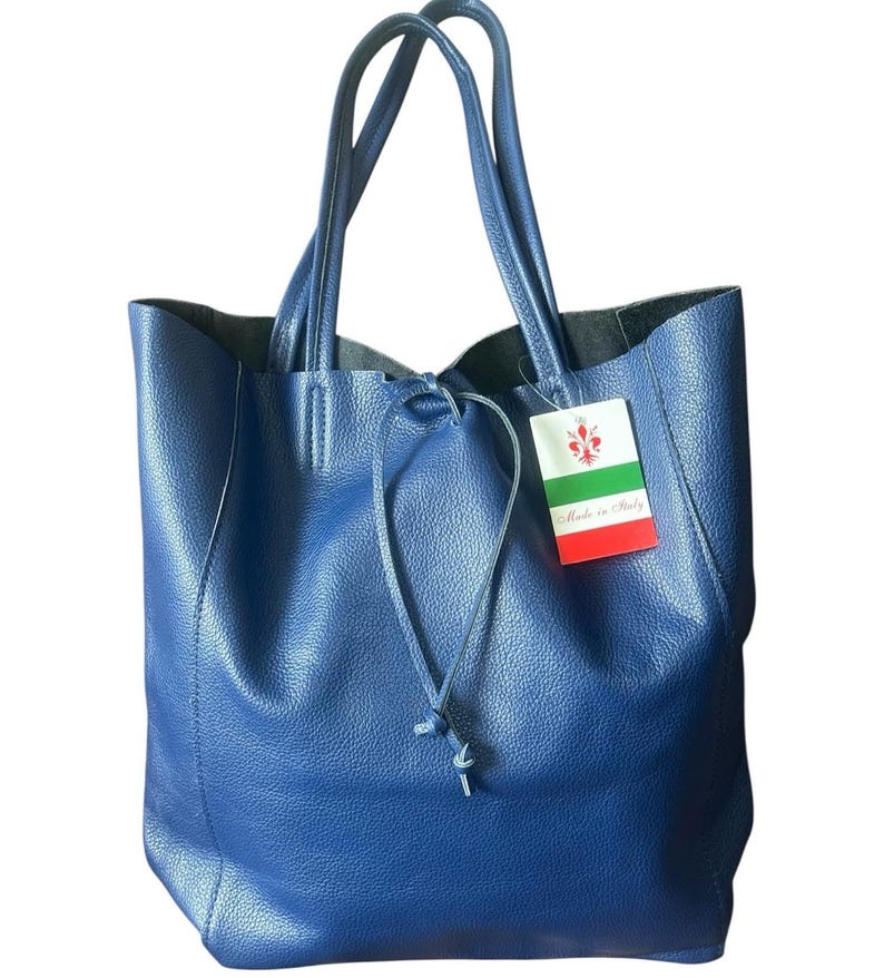 Toile Dress or Leather Bags blue tote