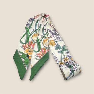 Toile Dress or Leather Bags floral thin scarf