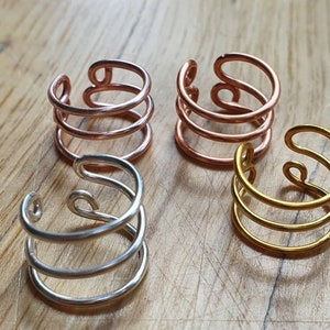 Adjustable Simple Triple Band Wrapped Ear Cuffs, non pierced, ear wrap, ear cuff trend, handmade, fake piercing