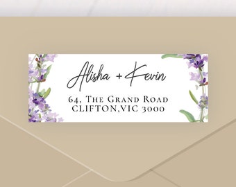 Custom State Address Labels Purple Floral Bouquet Return Address Labels Personalized Stickers Envelope Seals Weddings Virginia