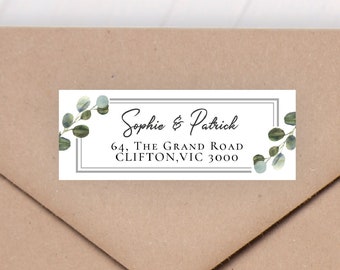 Eucalyputs return address label, editable digital instant download, template, wedding G1