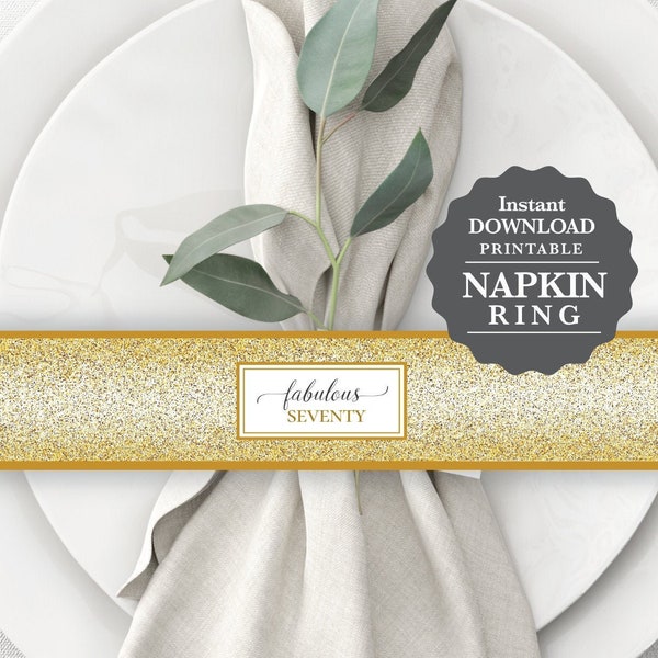 Glitter Napkin Band, Napkin Ring, Belly Band, editable instant download, digital download, template, wedding, GL1