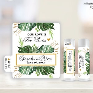 Tropical Gold Lip Balm Label: Personalized Wedding Favor (Digital Download) TG1