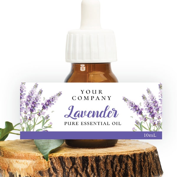 Lavendel ätherisches Öl Produktetikett, bearbeitbarer digitaler Sofort-Download, Vorlage PU1