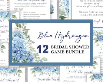 SINI Blue Hydrangea Bridal Shower Game Bundle, Set, editable instant download, digital download, template, electronic