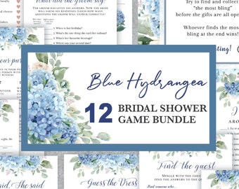 SINI Blue Hydrangea Bridal Shower Game Bundle, Set, editable instant download, digital download, template, electronic