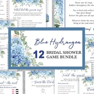 SINI Blue Hydrangea Bridal Shower Game Bundle, Set, editable instant download, digital download, template, electronic