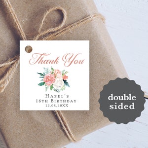 Blush & Rose Gold Thank You Tags, 2.25", editable instant download, digital download, template, wedding, bridal shower, B1