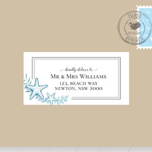 Beach themed address label, editable digital instant download, template, wedding C1, C2