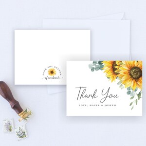 Sunflower Thank You Cards: Editable Template (Digital Download) SU1  SU2