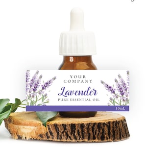 Etiqueta de producto de aceite esencial de lavanda, descarga digital instantánea y editable, plantilla PU1