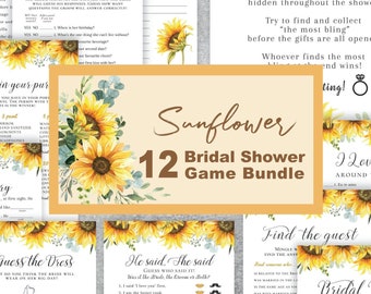 12 Sunflower themed Bridal Shower Game Bundle, Set, editable instant download, digital download, template, electronic SU1