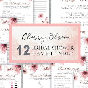 12 Cherry Blossom Bridal Shower Game Bundle, set,  editable instant download, digital download, template CB
