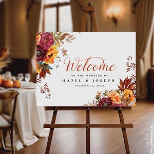 Rustic Fall Wedding Welcome Sign: Amber Autumn Decor (Digital Download, Editable Template)