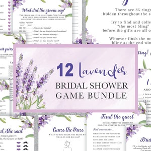 12 Lavender Bridal Shower Game Bundle, Set, editable instant download, digital download, template, electronic PU1