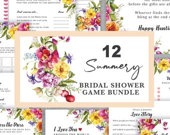 ELINA Maximalist Colorful Bridal Shower Game Bundle,Set, Vibrant, Bright, Summery, Garden Wedding, Wild Flowers, digital download, template