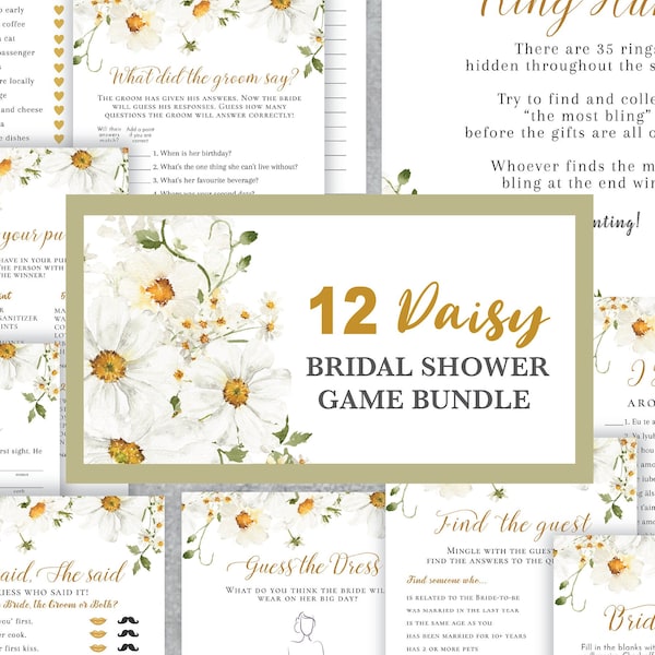 DAISY Bridal Shower Game Bundle, Set, editable instant download, digital download, template, electronic