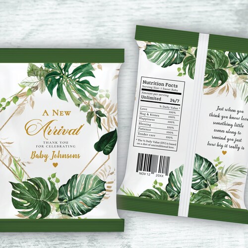 Greenery & Gold Themed Chip Bag Label Snacks Treat Bags Etsy