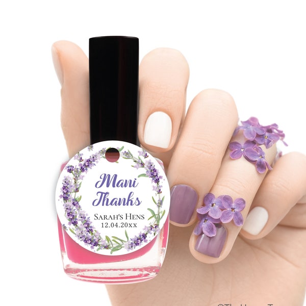 Lavender themed Mani Thanks Tag, 1.5" and 2", editable instant download, digital download, template PU1