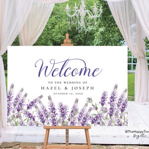 Lavender themed Welcome Sign, poster editable digital instant download,  template A1 A2 24"x36" 18"x24" PU1
