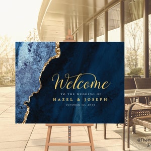 NOVA Navy Blue and Gold Welcome Sign, poster editable digital instant download,  template A1 A2 36x24" 24"x18"