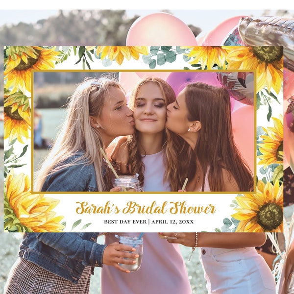 Sunflower Photo Prop Frame, Photo Booth Frame, editable digital instant download, 36 x 24", wedding, bridal shower, SU1