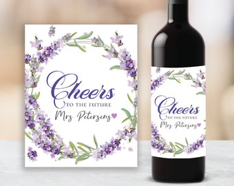 Lavender Wine label,  Bridal shower, editable instant download, digital download, template PU1