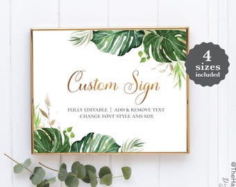 Tropical Gold Custom Sign Template: Editable Wedding, Shower (Digital Download) TG1 TG2