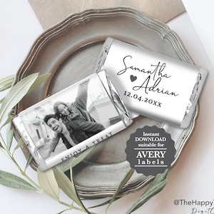 ALBA Mini Chocolate Bar Wrapper, minimalistisch, Digital, Vorlage, Geschenk Hochzeit, Brautparty