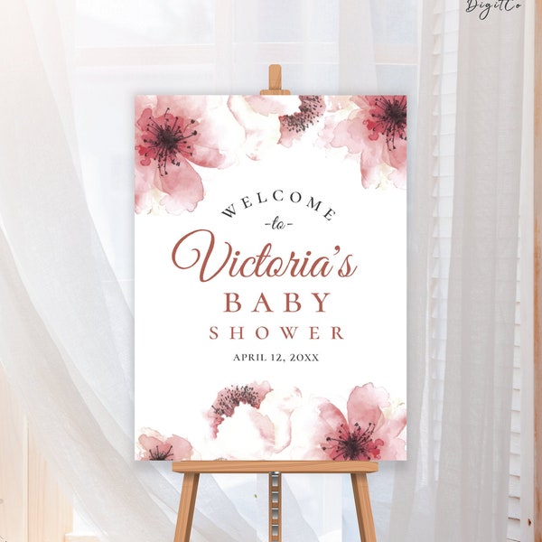 Cherry Blossom Baby Shower Poster, editable digital instant download,  template A1 A2 24"x36" 18"x24", wedding, baby shower CB CB2