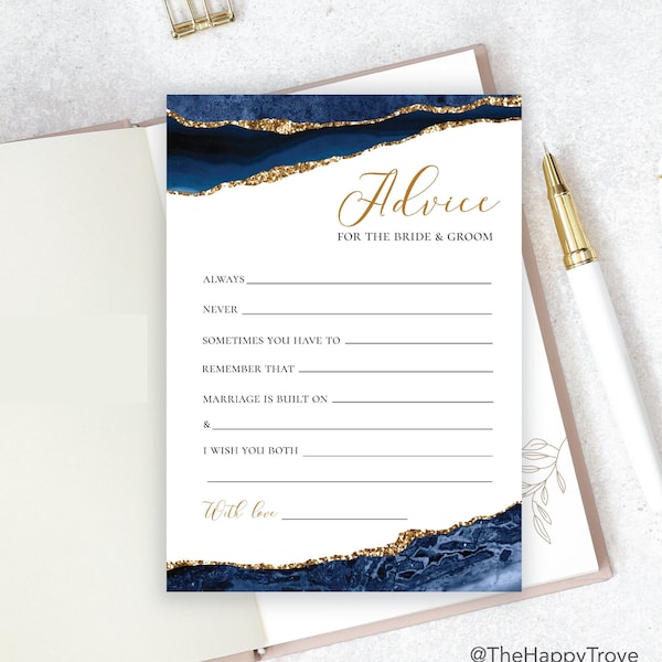 NOVA Navy Blue and Gold Advice Card,  editable instant download, digital download, template